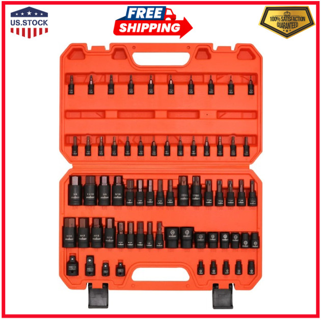 66-Piece Allen Socket Set - Torx Bit Socket and Female External Socket Set, S...