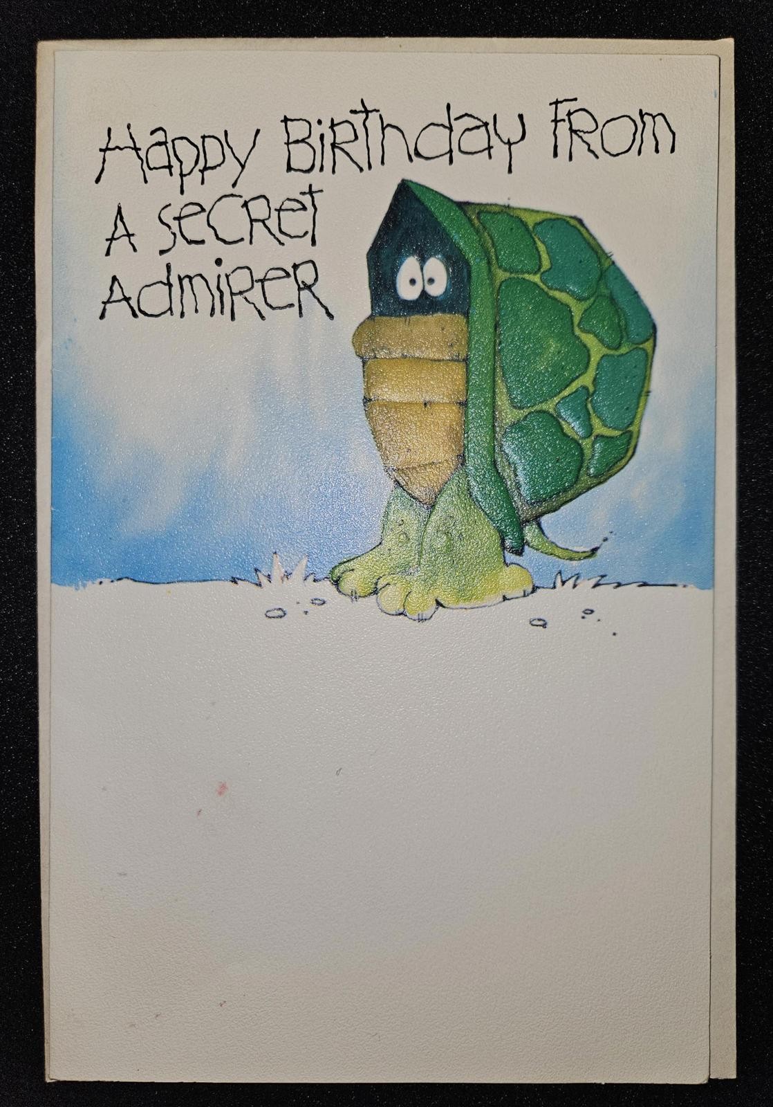 Vintage Turtle Birthday Card: Secret Admirer Ephemera
