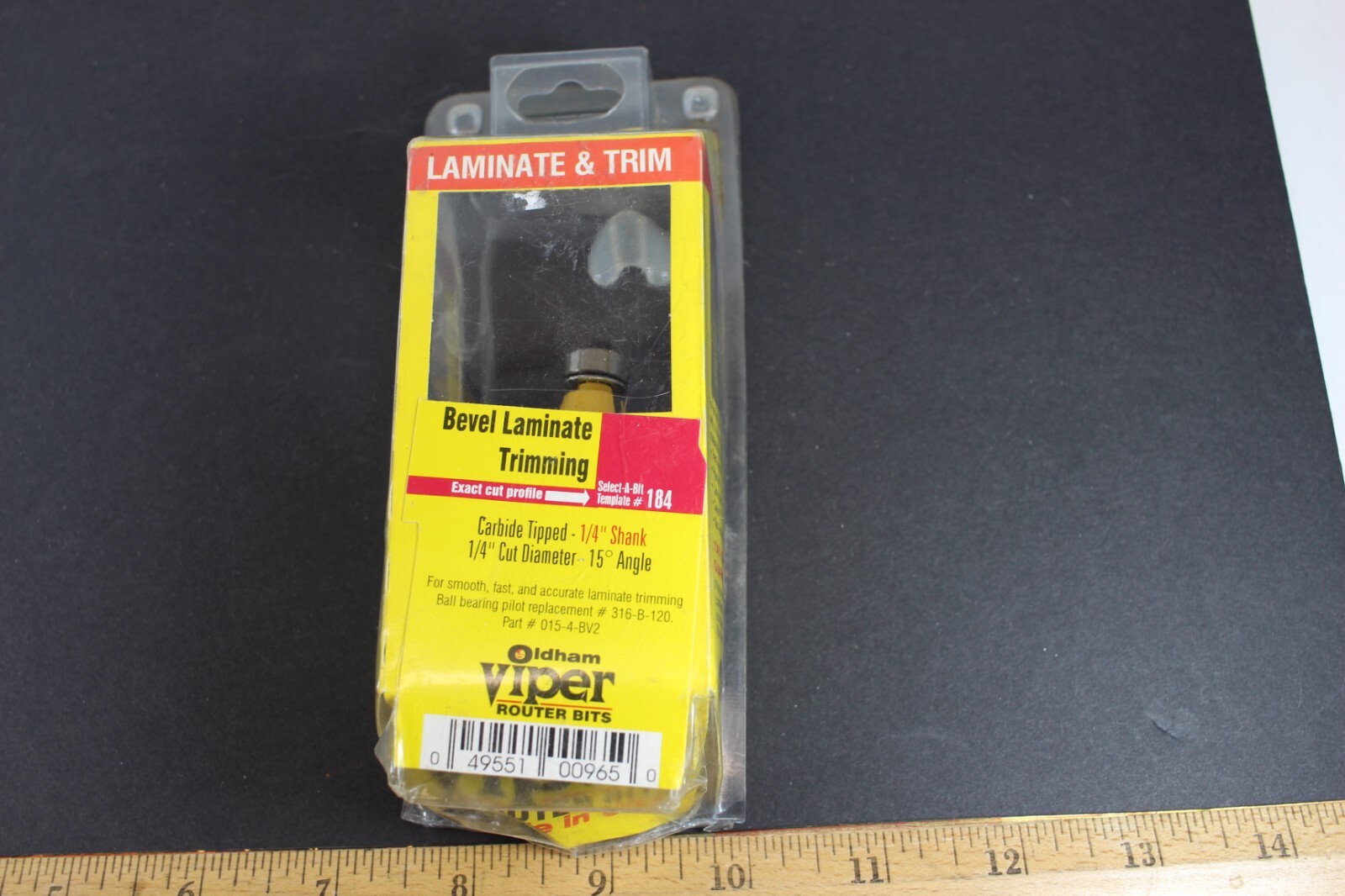 NEW OLDHAM VIPER # 184 BEVEL LAMINATE TRIMMING ROUTER BIT 1/4" SHANK USA 15 DEG