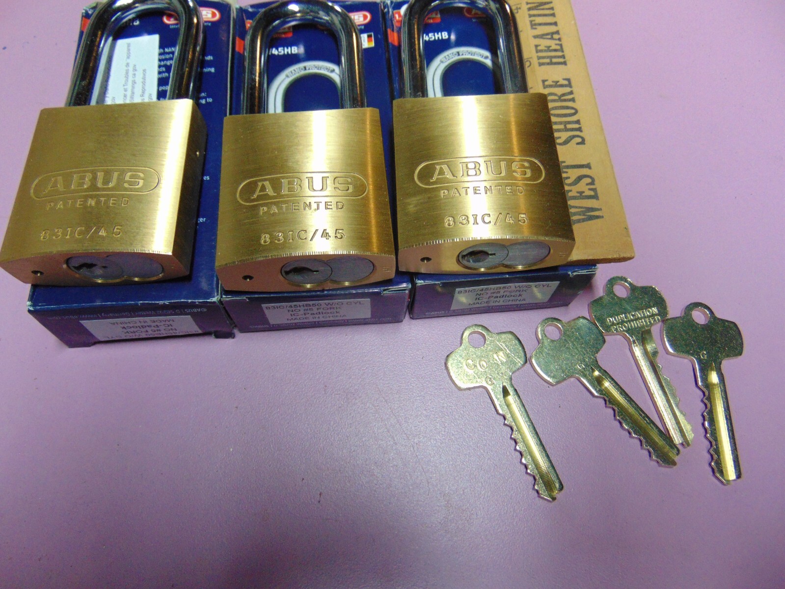 3 NEW ABUS IC BEST CYL. WITH G CORE AND 1 CORE AND 3 KEYS PADLOCK     LOCKSMITH