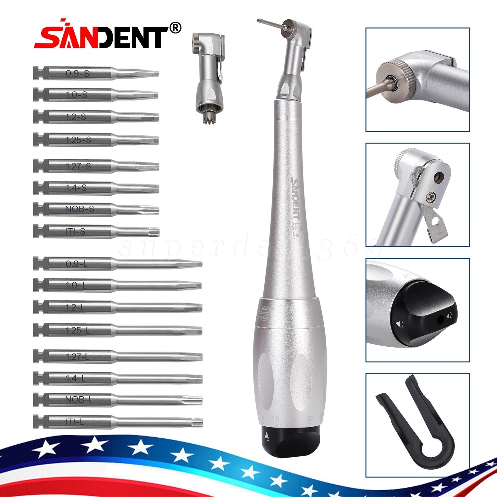 NEW Dental Torque Wrench Universal Implant Wrench Contra Angle 16 Drivers Wrench
