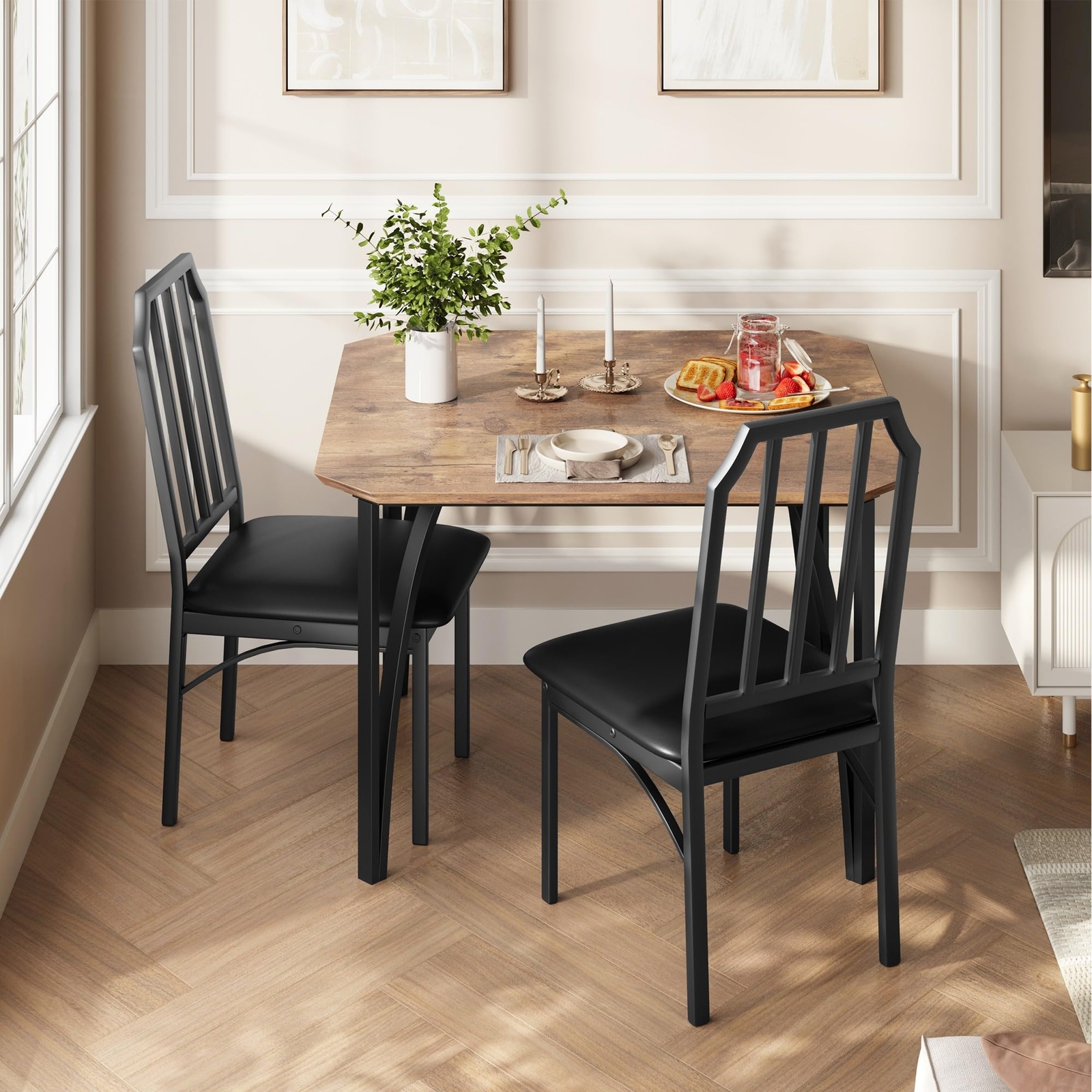 Dining Table Set for 2 ,Kitchen Table with 2 Upholstered Chair for Small Space