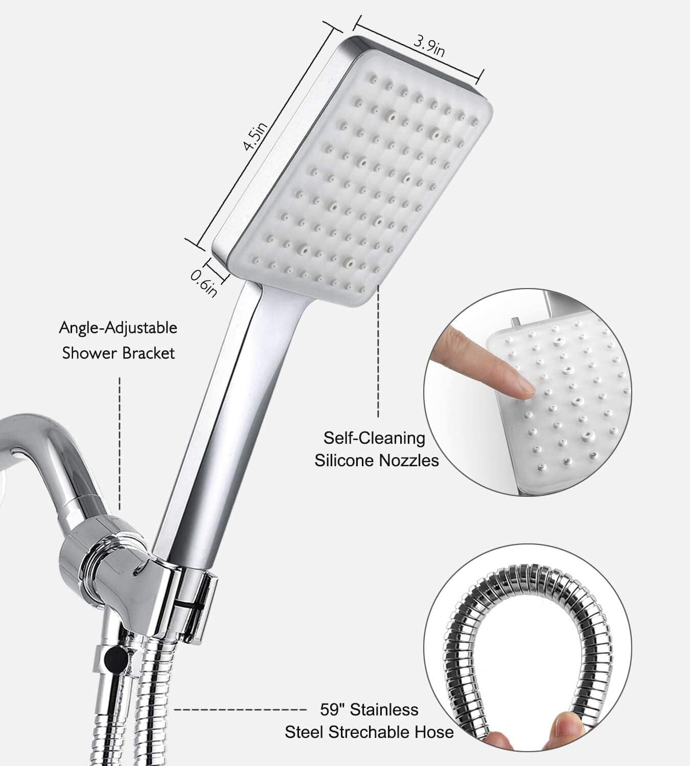 Grich Venus Handheld Shower Head 6 Spray Mode Detachable Stainless Steel