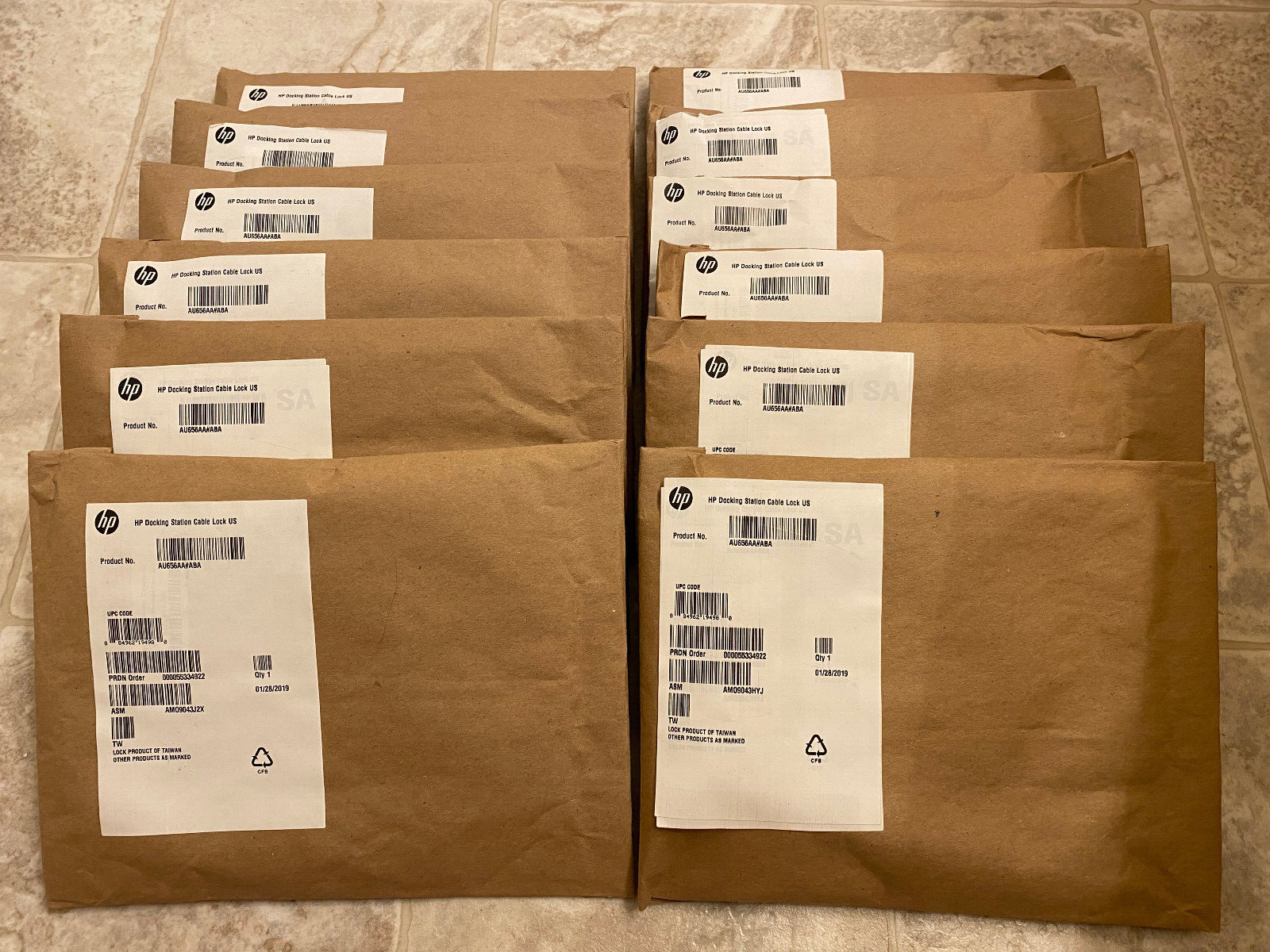*Lot of 12* - HP 6' Docking Station Cable Lock (AU656AA#ABA) - New Sealed