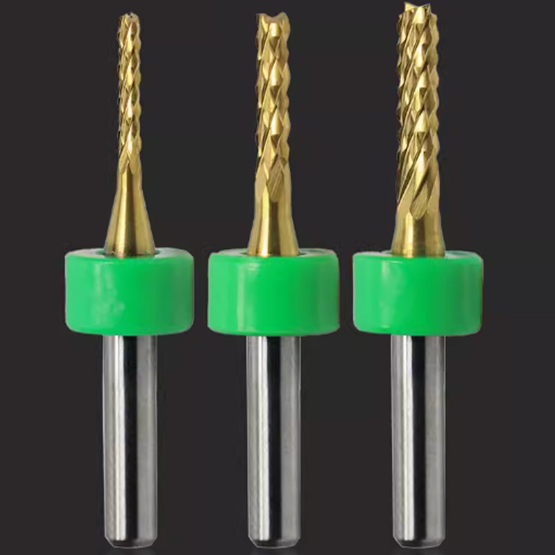 10pc Corn PCB Milling Cutter With Positioning Ring TIN Coating Engraving/PVC/CNC