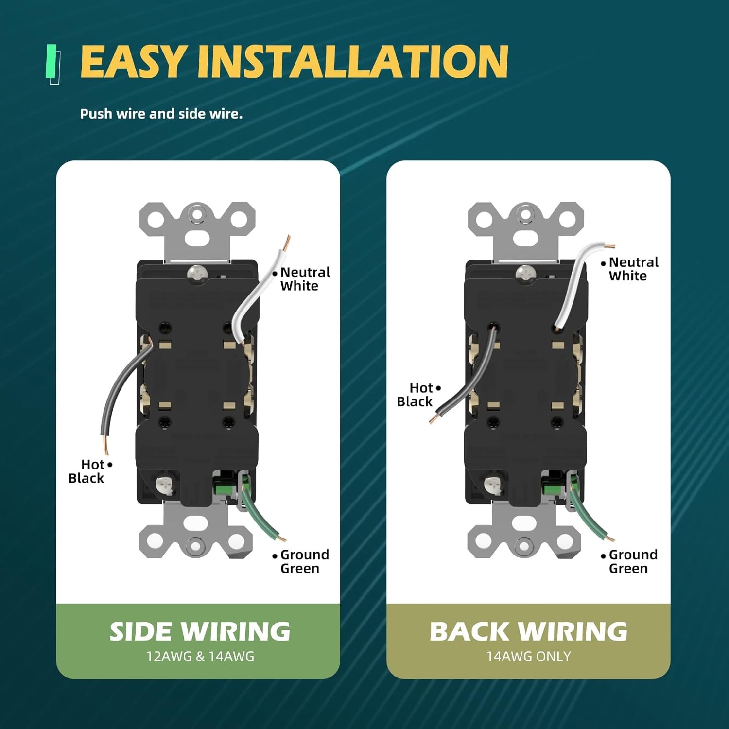 TOPELER Black Decora Electrical Wall Outlets,Tamper-Resistant Duplex Receptacle