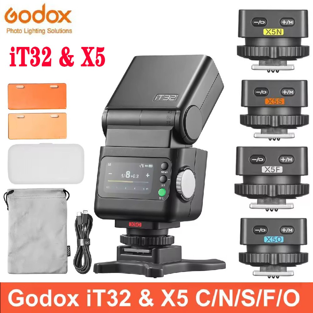 Godox iT32 TTL iFlash Speedlite & X5 C/N/S/F/O Trigger Hot Shoe Magnetic Mount