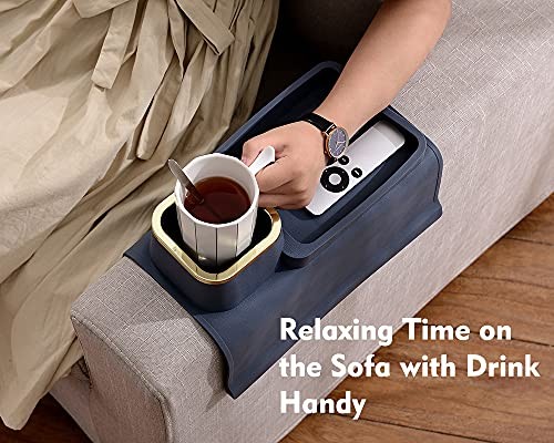 Couch Cup Holder Tray, Elimiko Silicone Anti-Spill and Anti-Slip Recliner Table