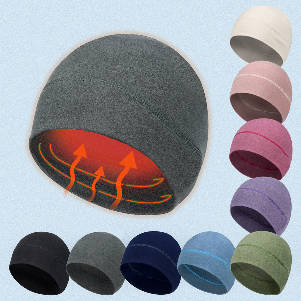 Winter Fleece Windproof Warm Cycling Skull Cap Helmet Liner Running Beanie Hat