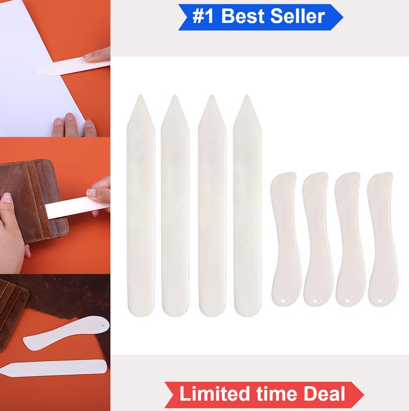 8 Pack Bone Folder Tools Plastic Paper Creaser Set for Bookbinding Card Making