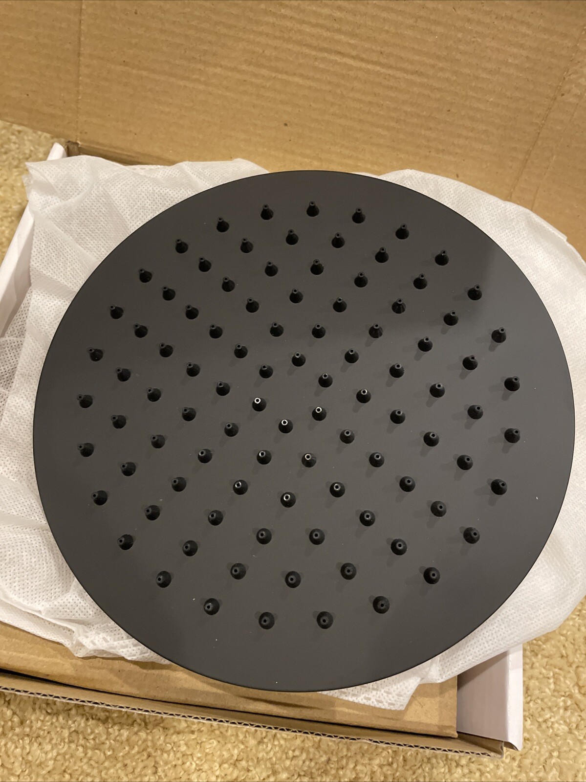 Westbrass Thin Round 8 Inch Shower Head Matte Black SHR8-62  New In Box!