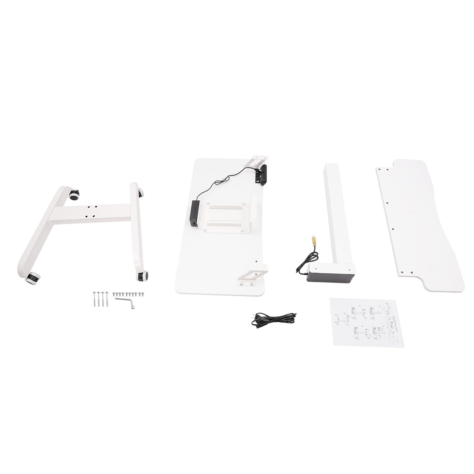 White Computer Desk Height Adjustable Rolling Electric Podium Desk For Office