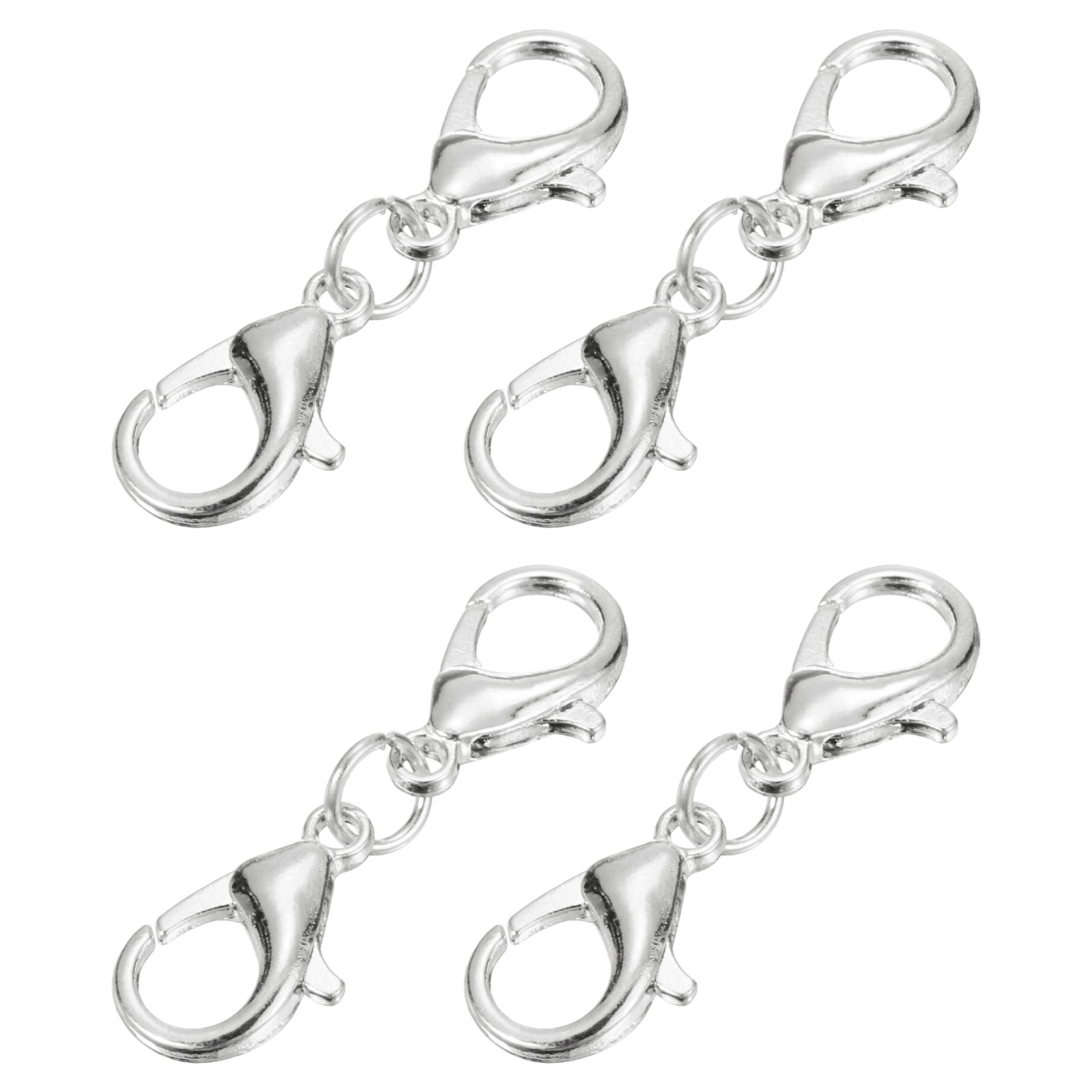4Pcs Double Lobster Claw Clasps Bracelet Extender (30mm, Bright Silver)
