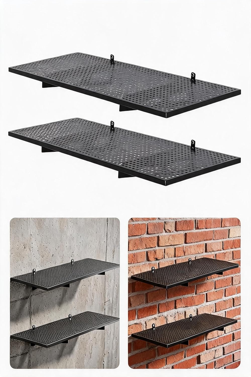 2-Pack 2x3ft Garage Wall Shelving 500 Lbs Heavy Duty Storage Rack Mounted
