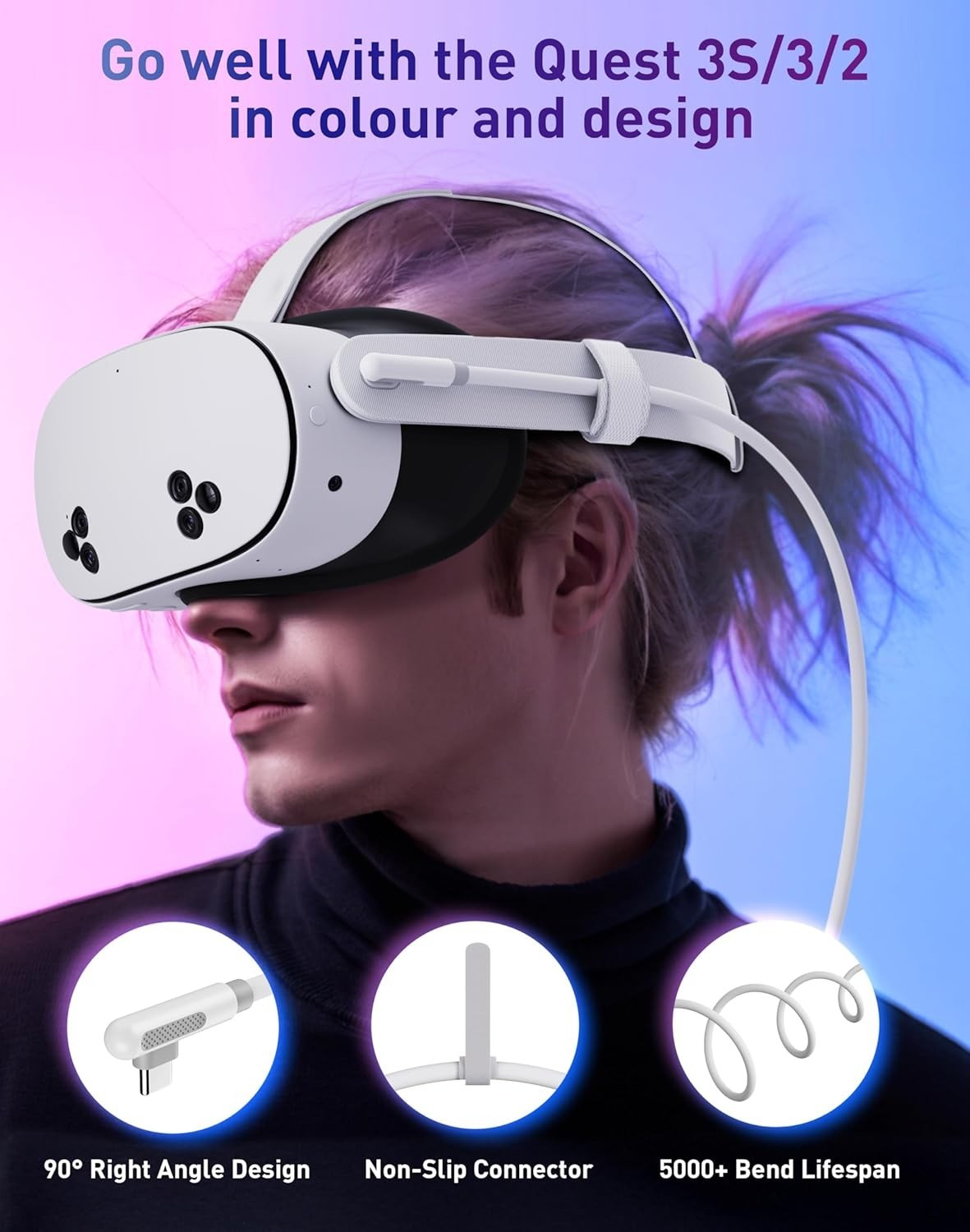 VR Charging Link Cable 16FT Next-Gen Chip Compatible with Meta Quest 3S/Quest...