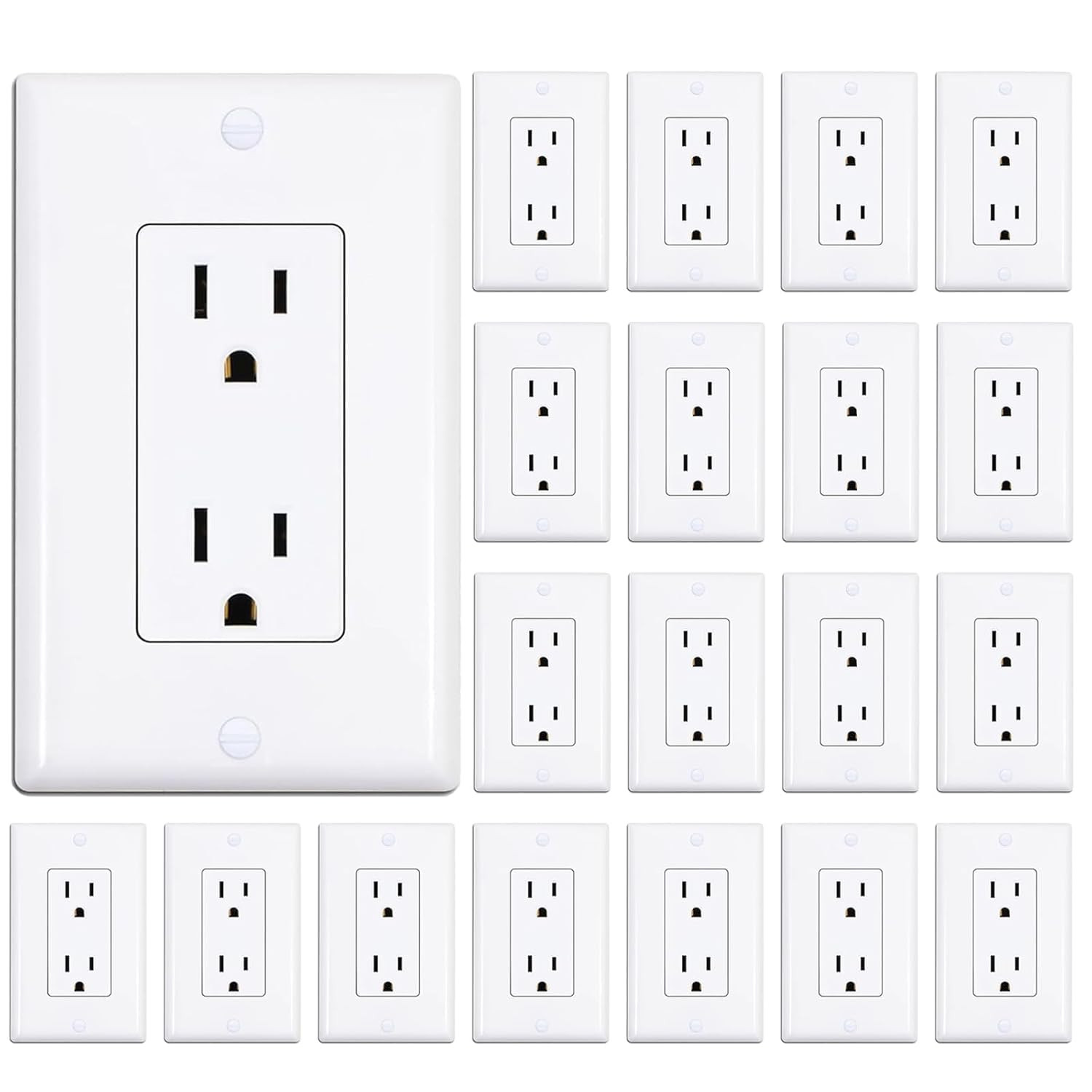 Decorator Receptacle Outlet with Wall Plate, Non-Tamper-Resistant Electrical ...