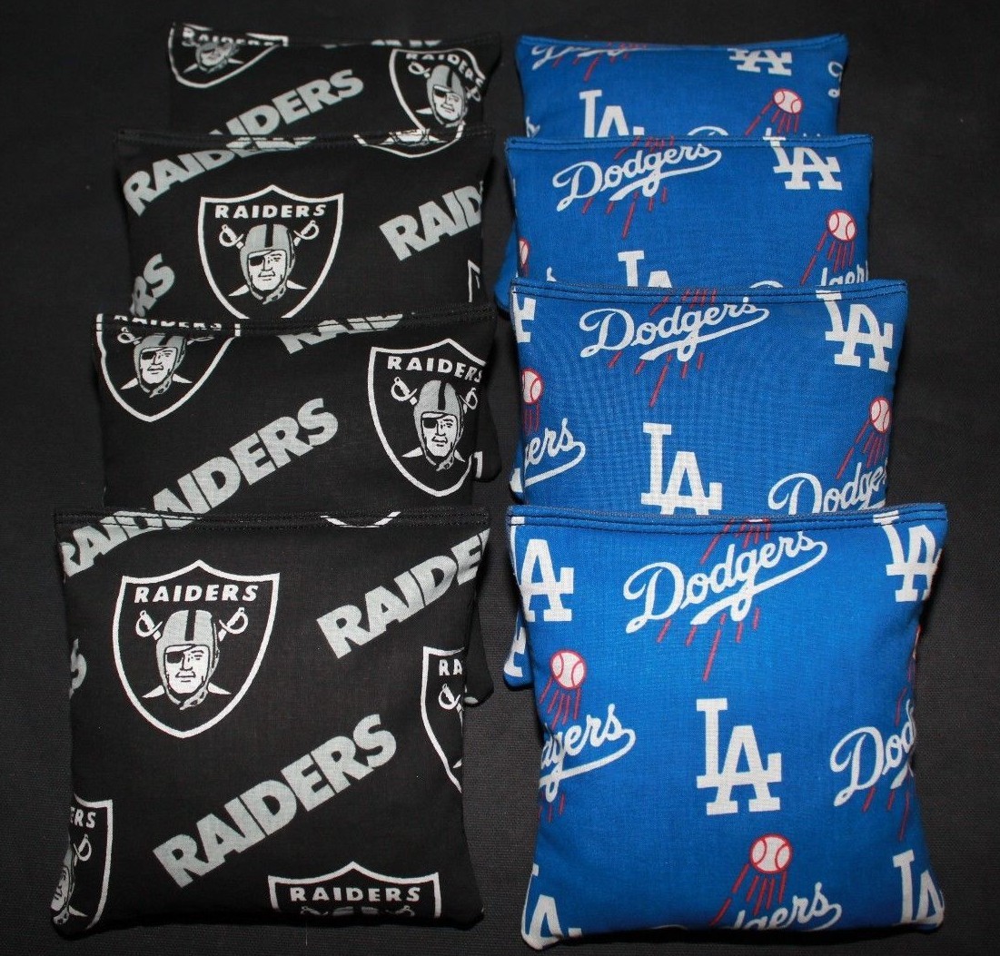 LA DODGERS & OAKLAND RAIDERS 8 ACA Regulation CORNHOLE BEAN BAGS