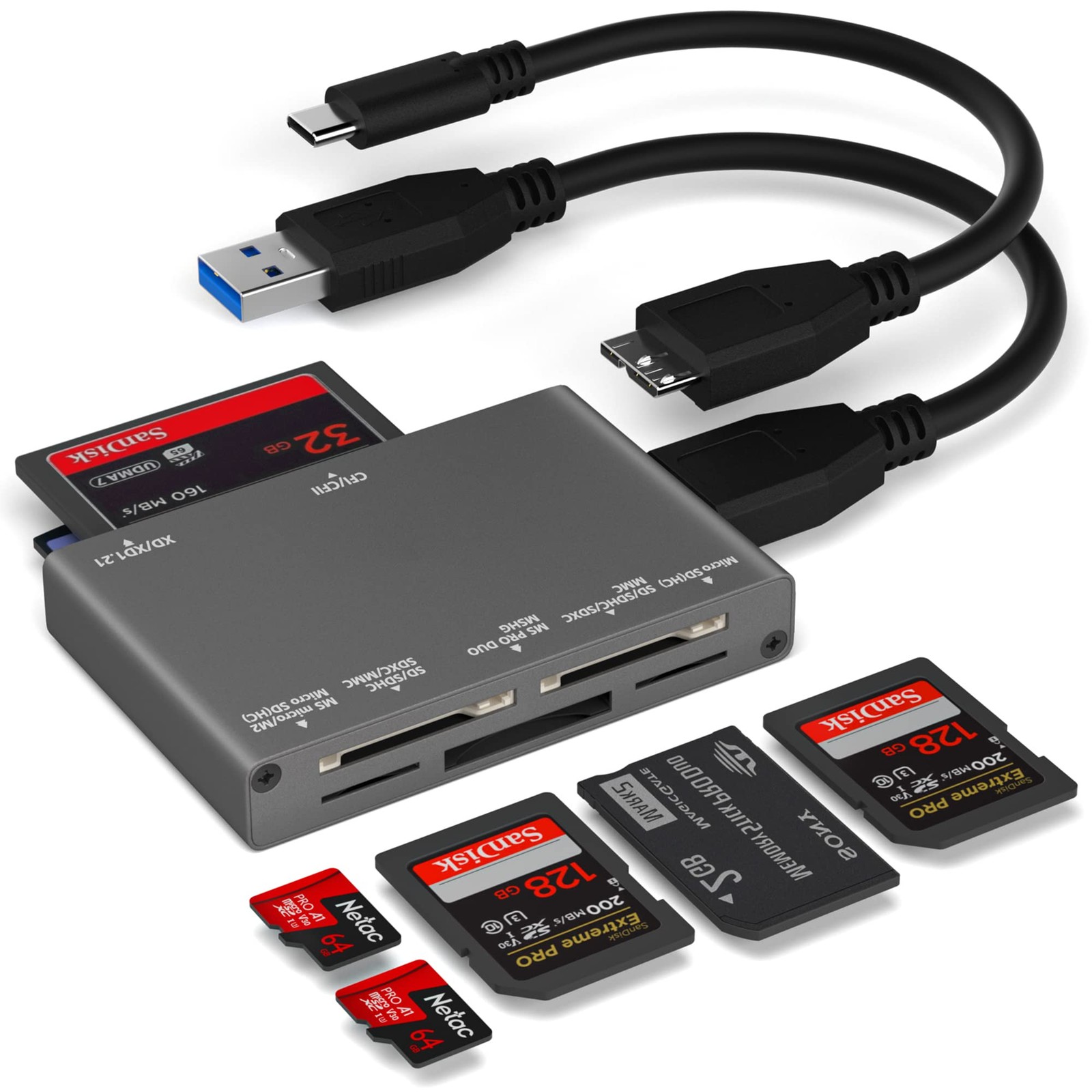 7-in-1 Multi Memory Card Reader, USB 3.0 SD Card Reader Writer(5Gbps) Read 7 ...