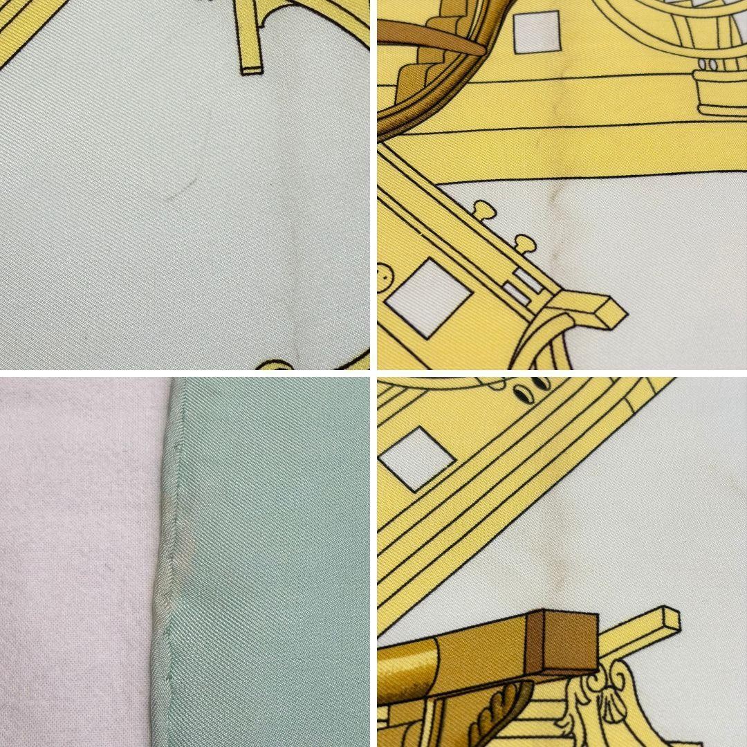 Auth HERMES Scarf Silk 100% Carre 90 PROUES Multicolor Light Blue Yellow Used