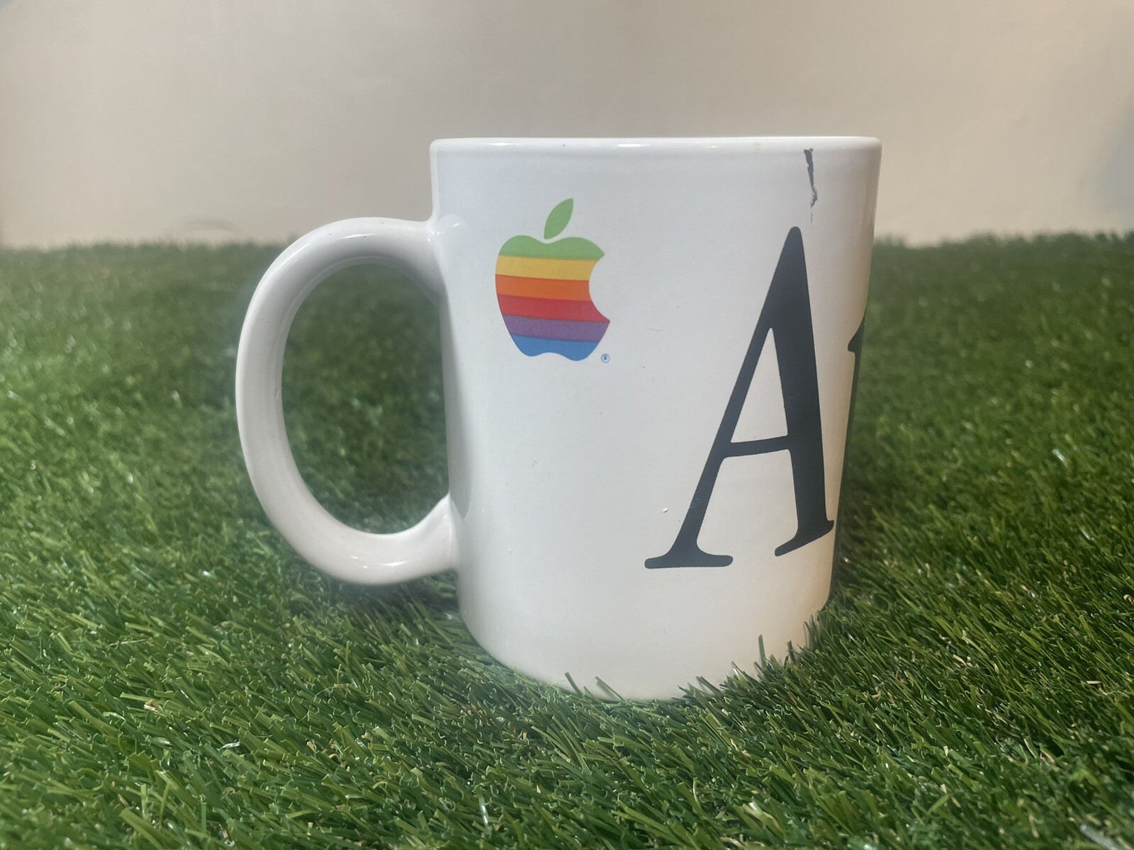 Apple Coffee Mug Macintosh Computer Old Rainbow Logo 11oz Ceramic Vintage