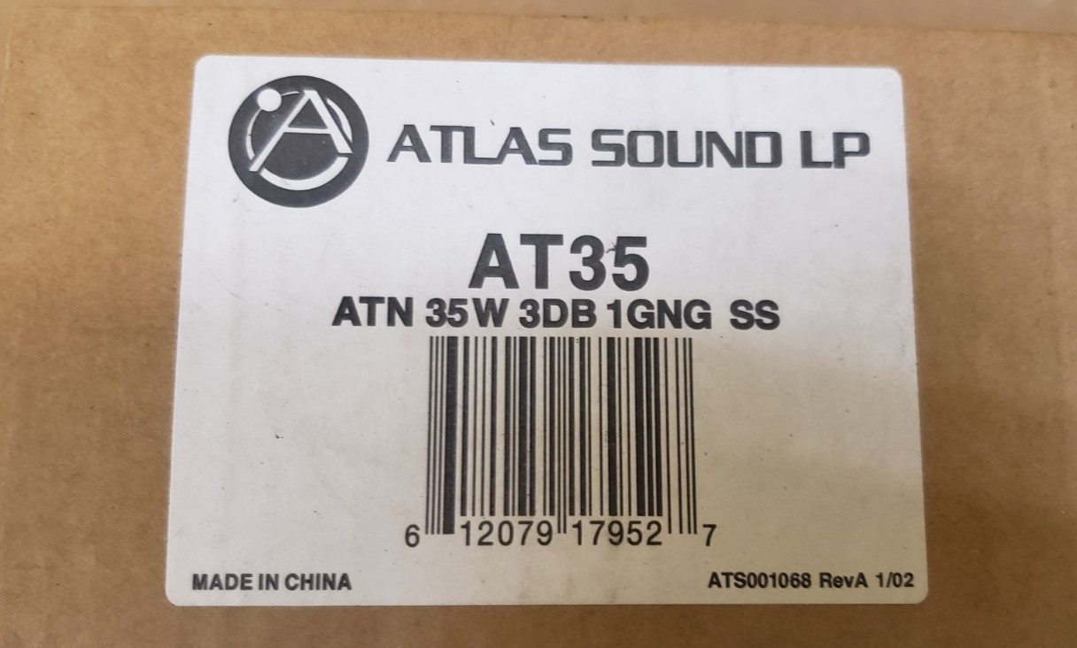 AtlasIED AT35 35W Single Gang Stainless Steel 70.7V Commercial Attenuator