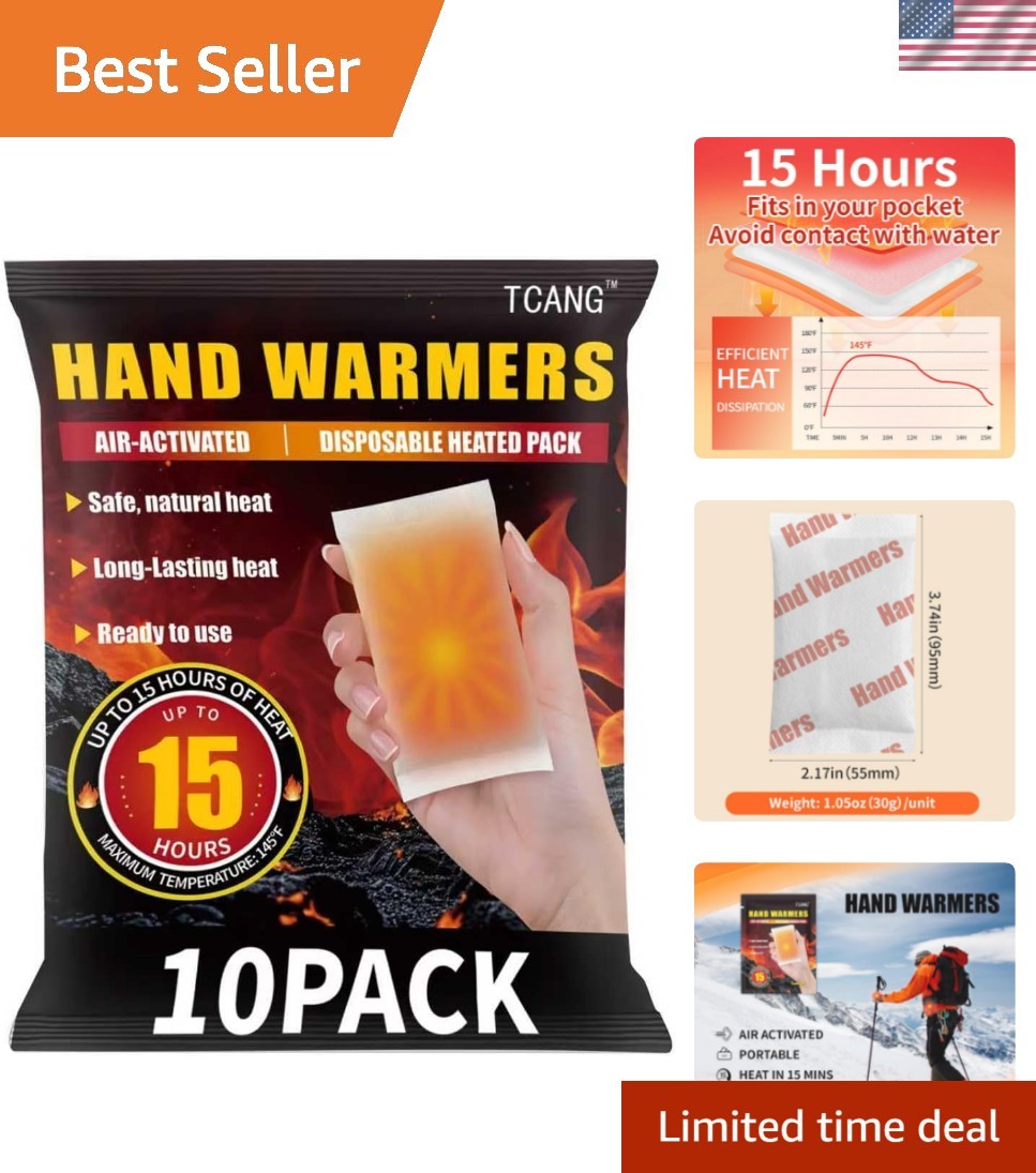 Hand Warmers Disposable - Up to 15 Hours of Heat - 50/100/200 Pack Super Long...