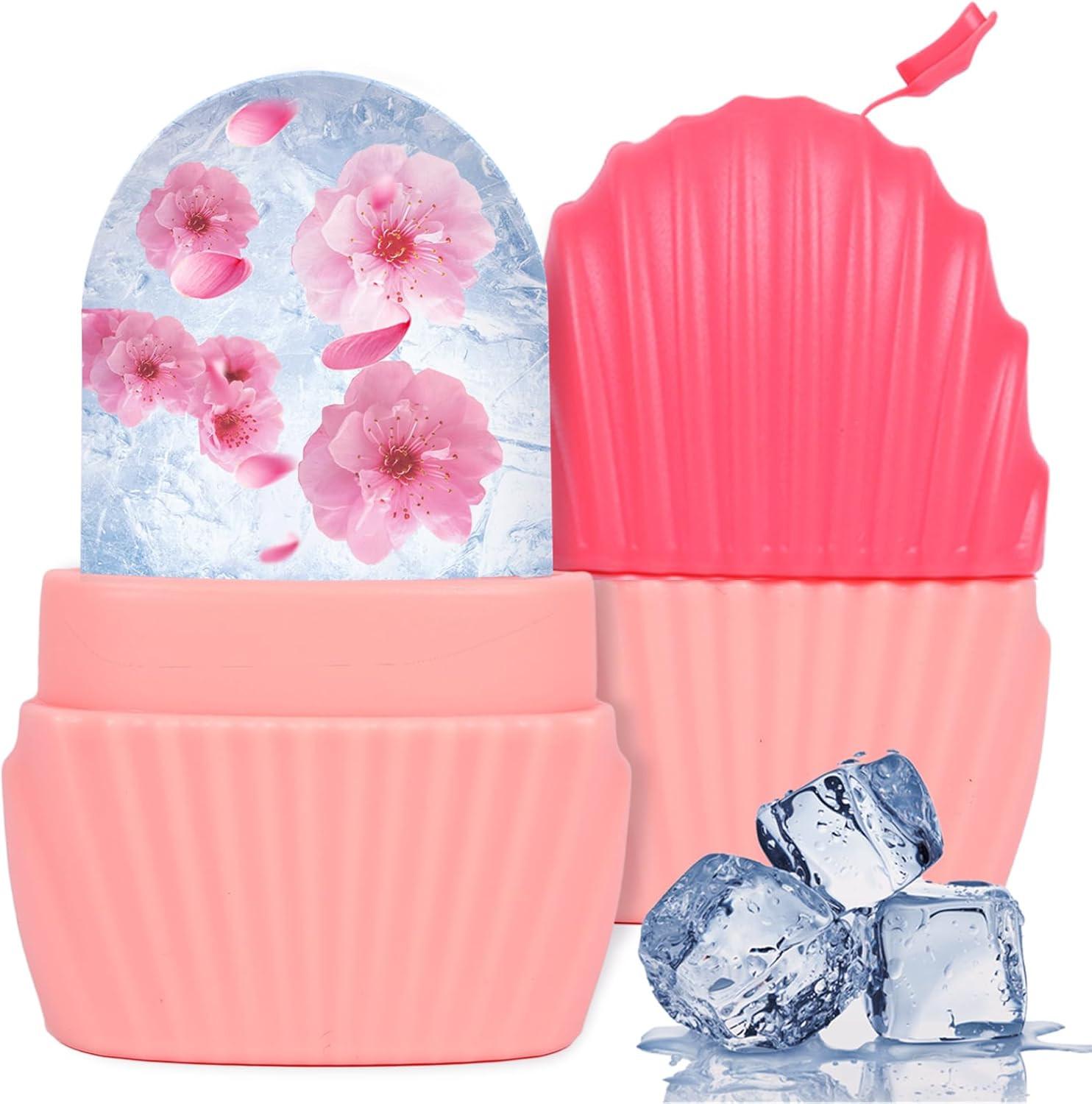 Ice Cube Roller for Face,Eyes and Neck,Reusable Silicone Ice Mold Mermaid Shell