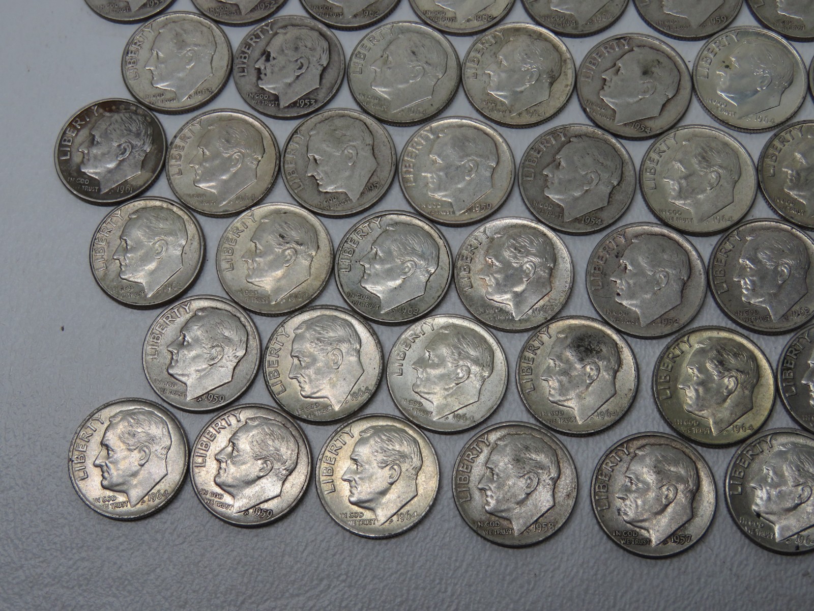 1960's Silver Dimes - 53 count, 84.61 dwt