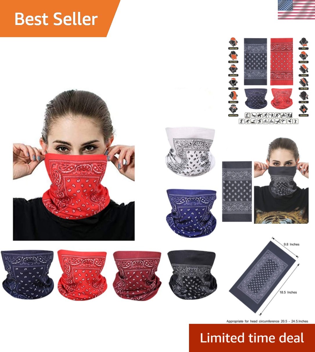 One Size Fits Most Paisley Neck Gaiter Face Mask - Perfect for Outdoor Sports