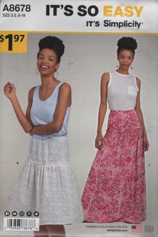 8678 SIMPLICITY MISSES' SKIRT IN 2 LENGTHS SZ 6-18