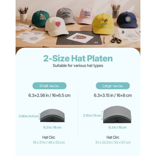 Hat Heat Press Machine, with 2pcs Interchangeable Platens, Precise Temperature a