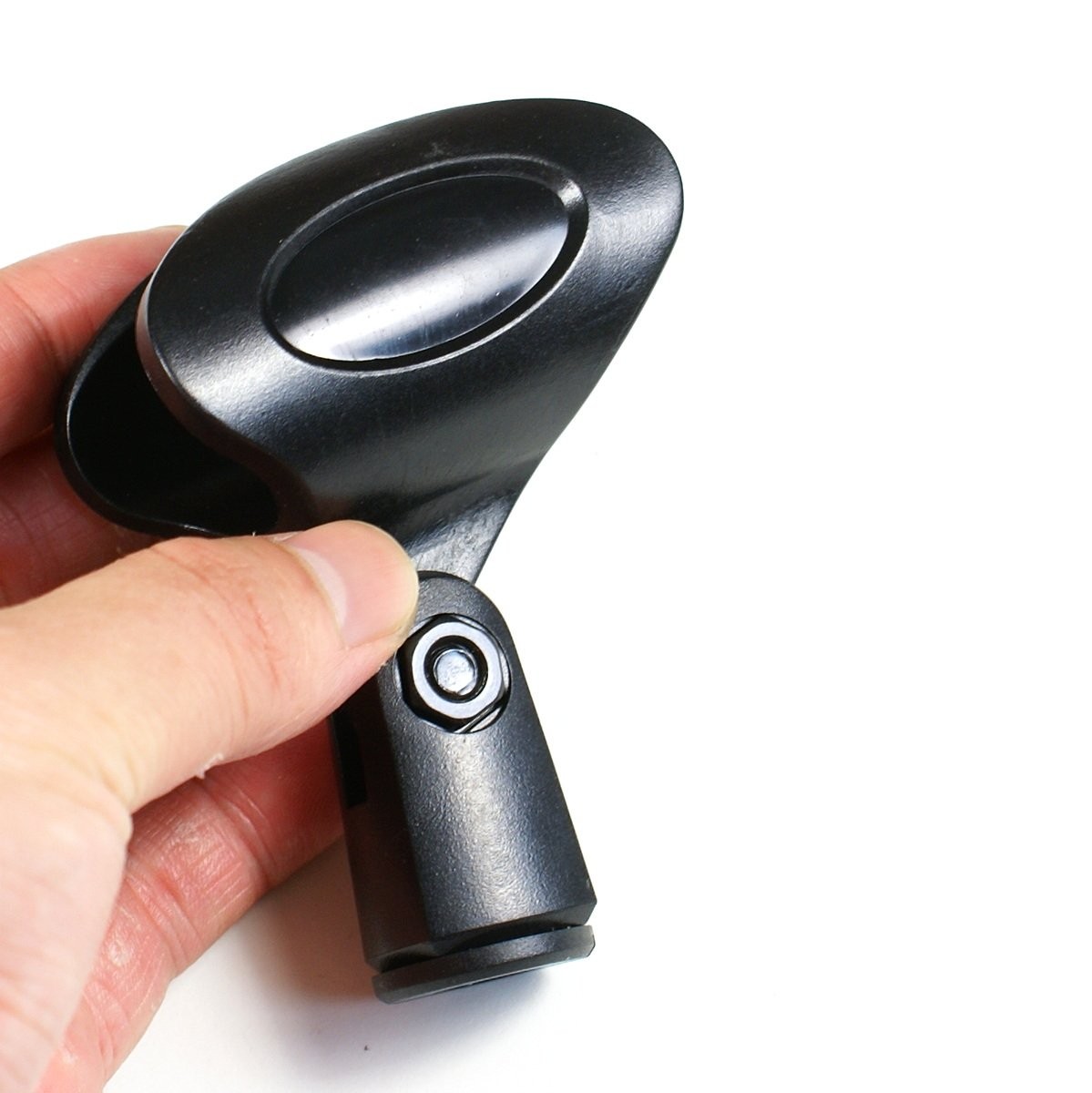 (D32) Universal rubber Microphone Clip 5/8 w 3/8 threaded adaptor Black