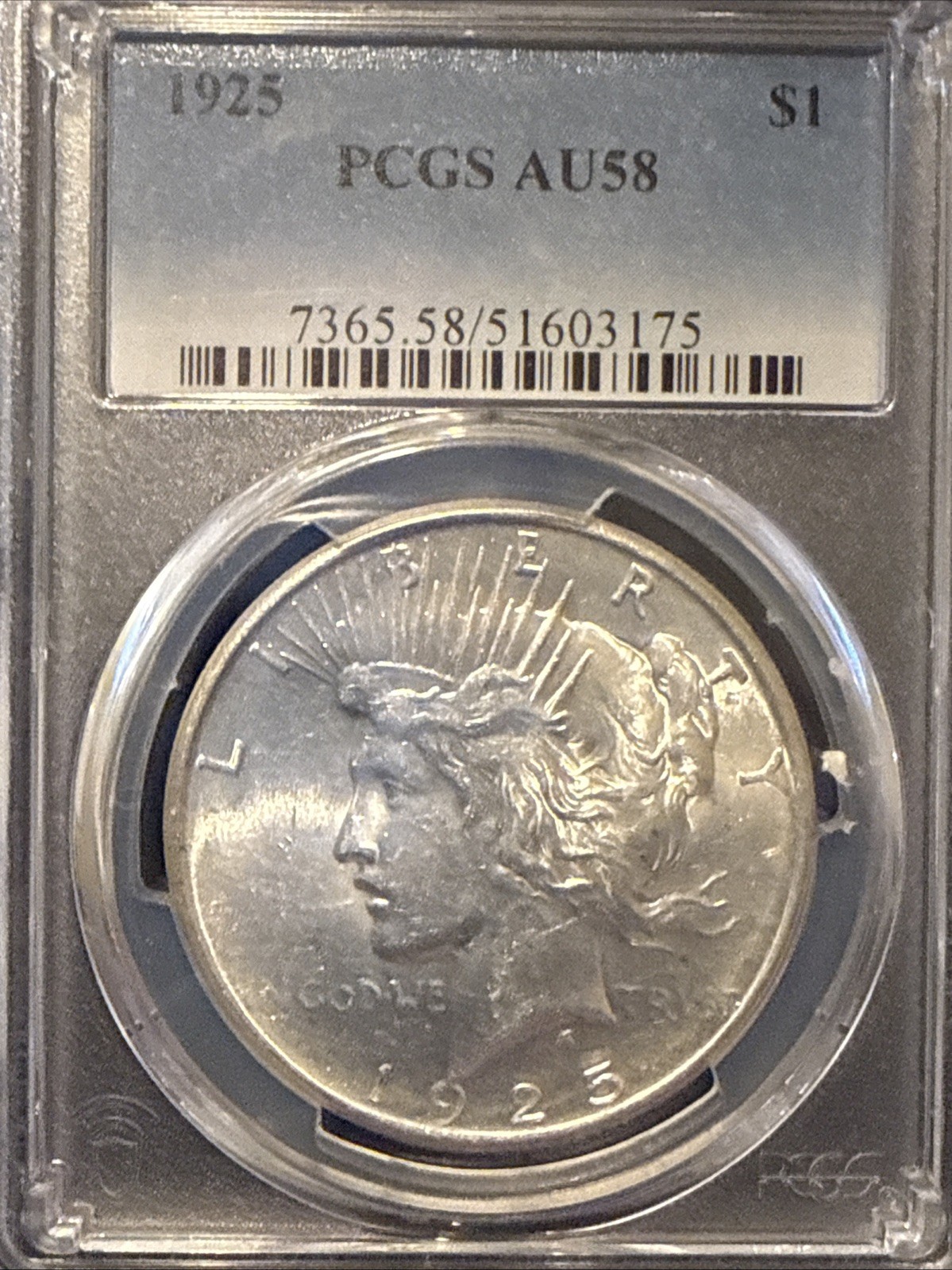 BETTER DATE 🔥 1925 PCGS AU58 PEACE DOLLAR 🔥 SILVER 🪙