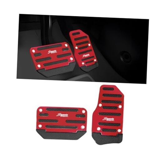 2PCS Car Transmission Pedal Cover Kits, Automatic Non-Slip Automatic/2PCS Red