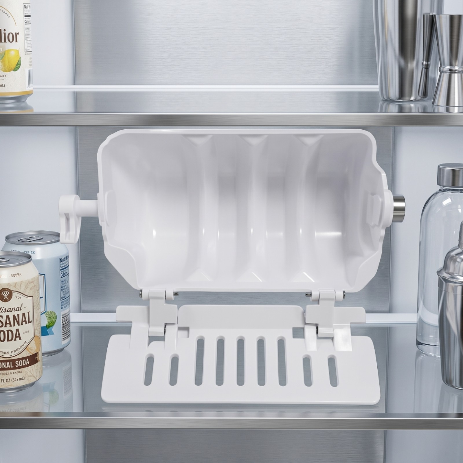 Accessory Rectangular Ice Maker Box with Drainage Slots Slim for Kitchen