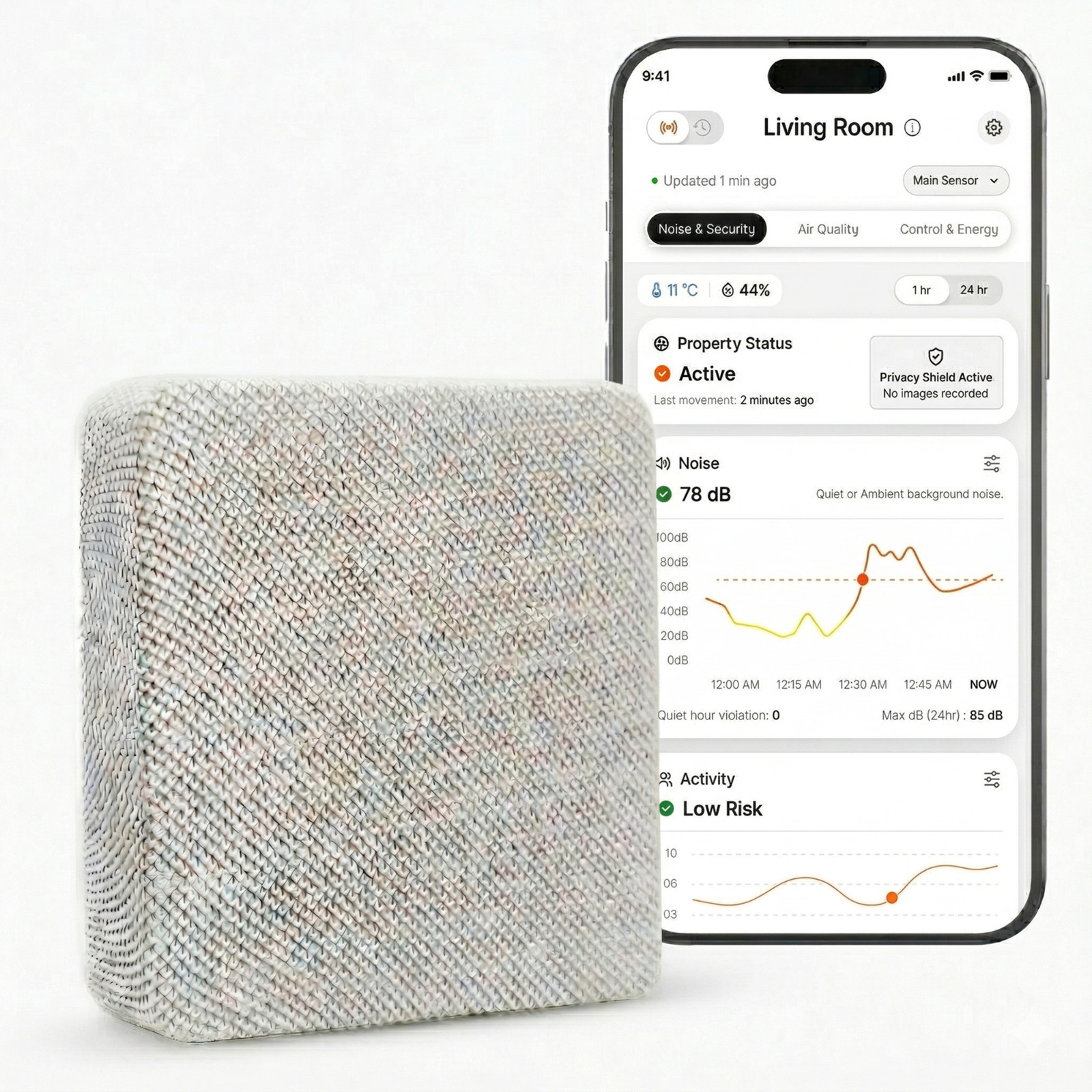 Noise Monitoring Device for Airbnb, Smart Decibel Meter App Control Noise Sensor