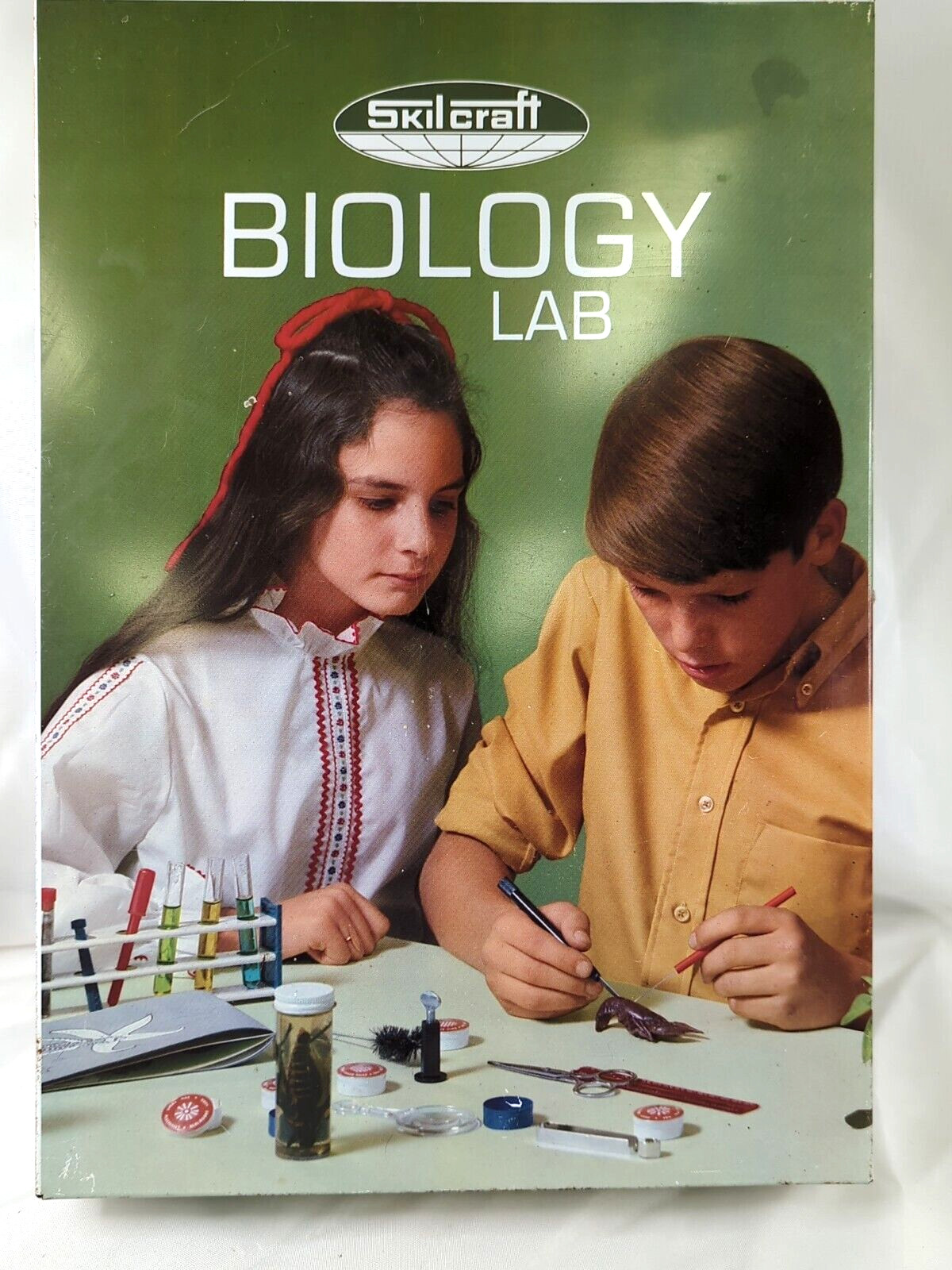 Vintage SkilCraft Biology Lab 1950's experiment kit metal hinged case SKIL CRAFT