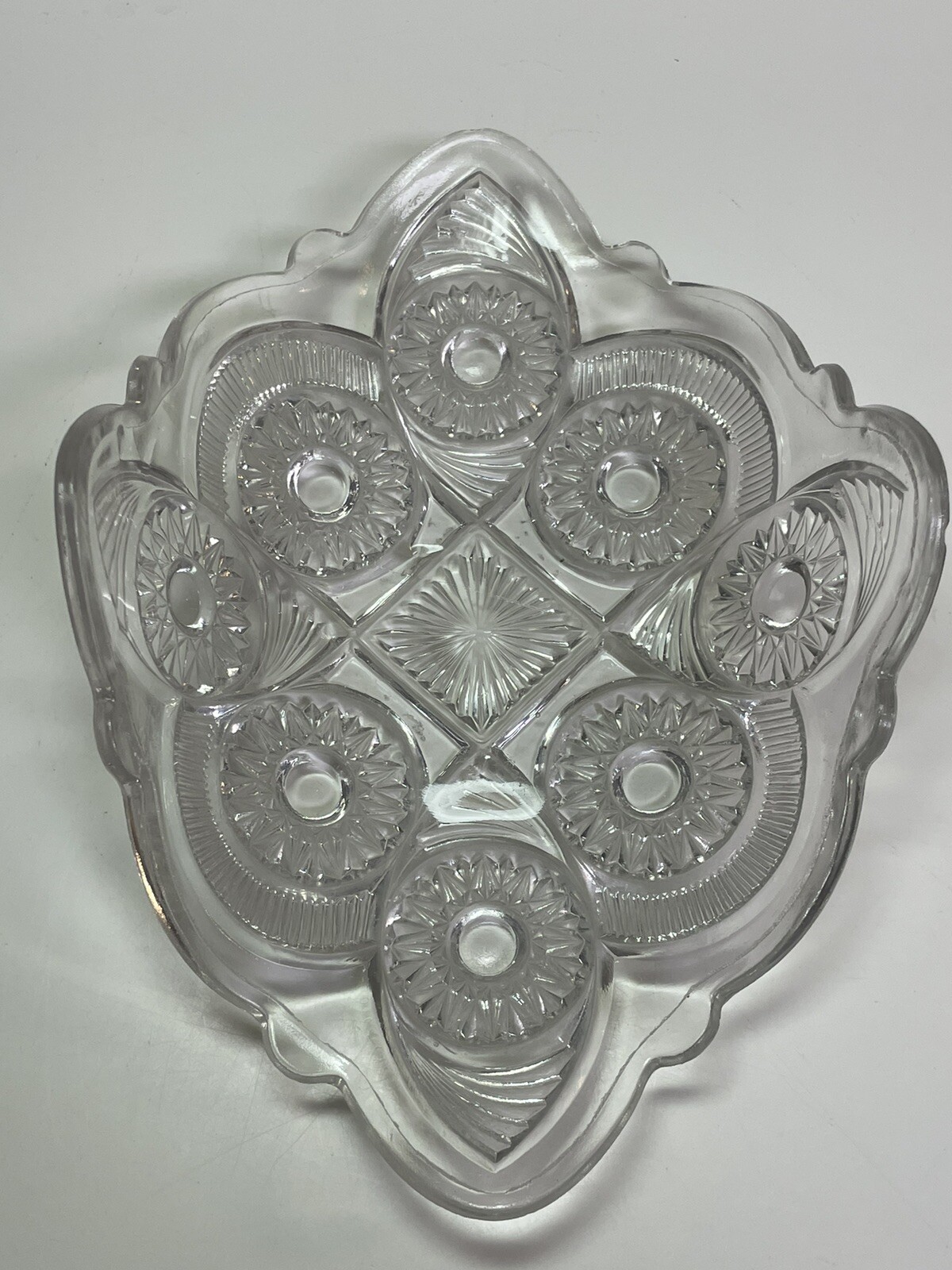Clear Pressed Glass Square Curved Dish