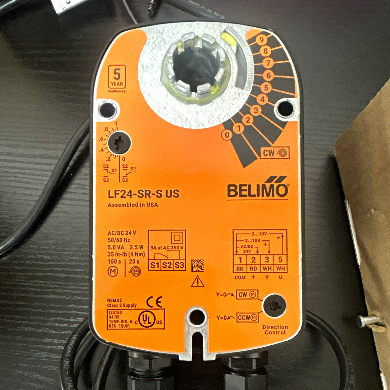 Belimo LF24-SR-S US HVAC Damper Actuator 24V AC/DC Corded Electric