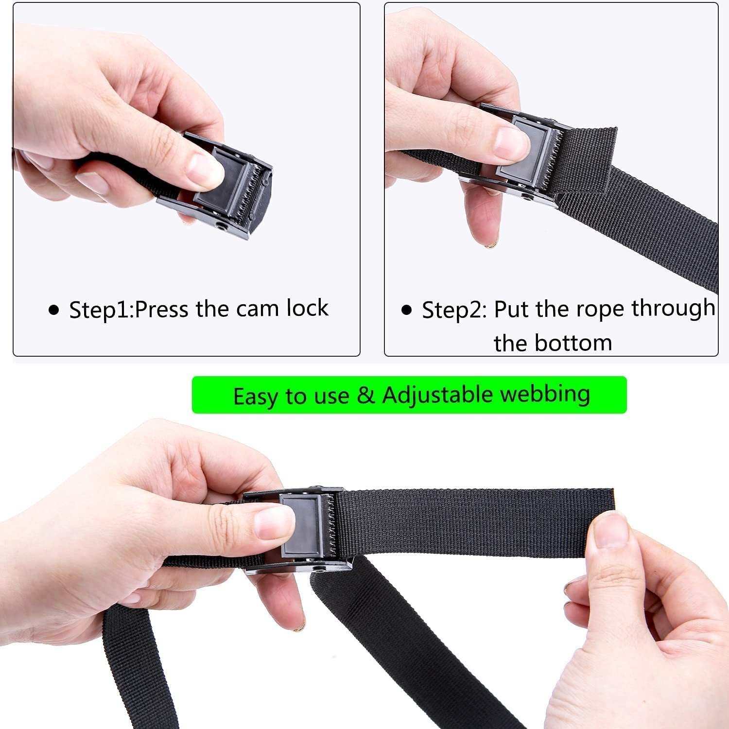 Premium Tie Down Nylon Strap - 2Pcs Cam Buckle Tie Down Straps Heavy Duty Sec...