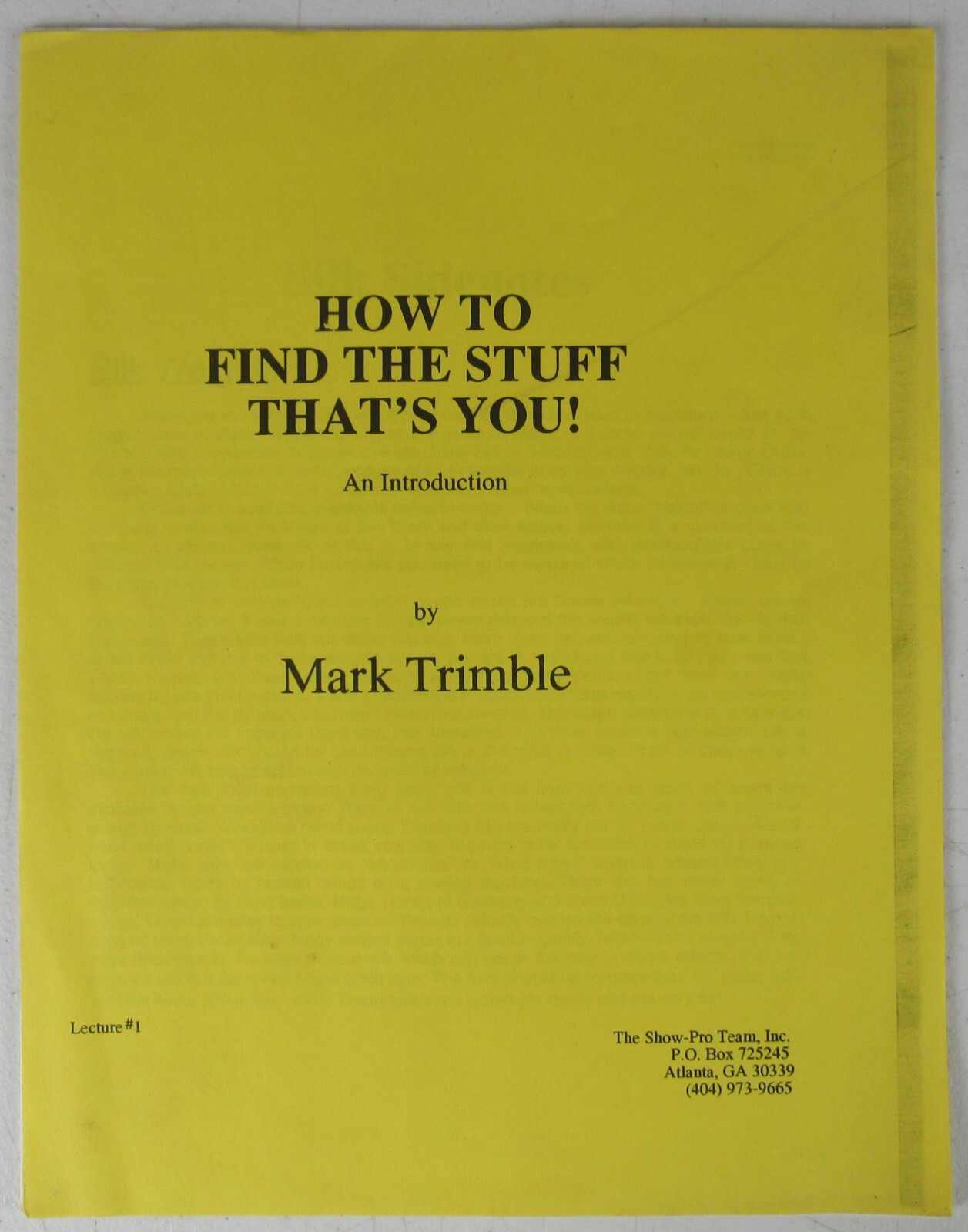 Mark Trimble How to Find the Stuff That's You 1991 Magic MZ10R