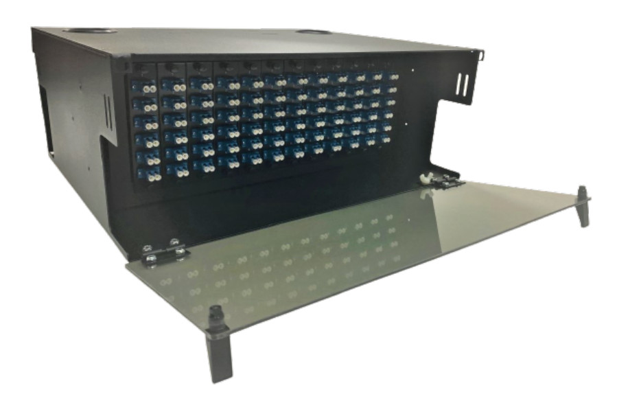 144 Port LCUPC Ribbon Pigtails Singlemode 4RU RackMount Fiber Panel Enclosure