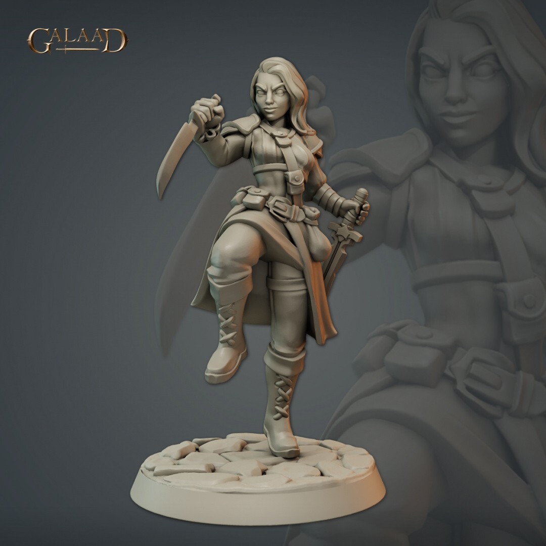 Female Bandit Dagger Dance, Galaad Miniatures, DND Gang of Thieves