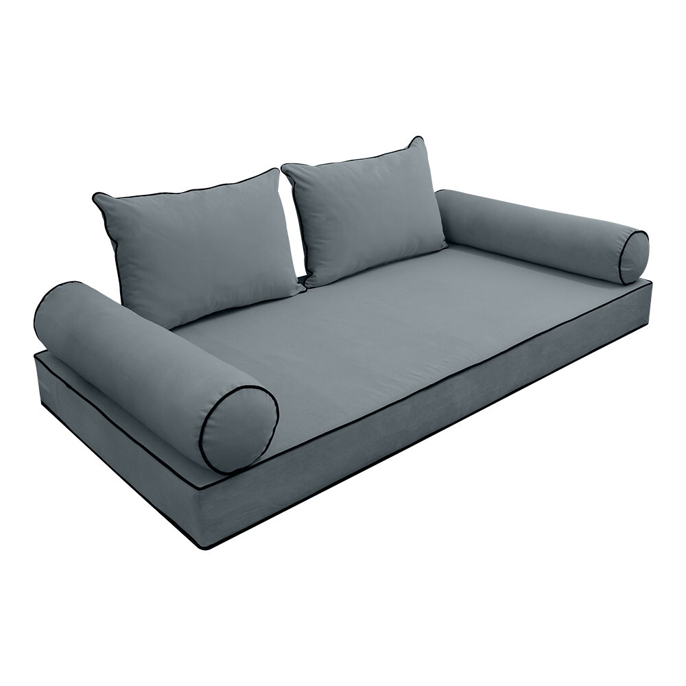 COVER ONLY Model V4 Twin-XL Velvet Contrast Indoor Daybed Mattress Cushion AD347