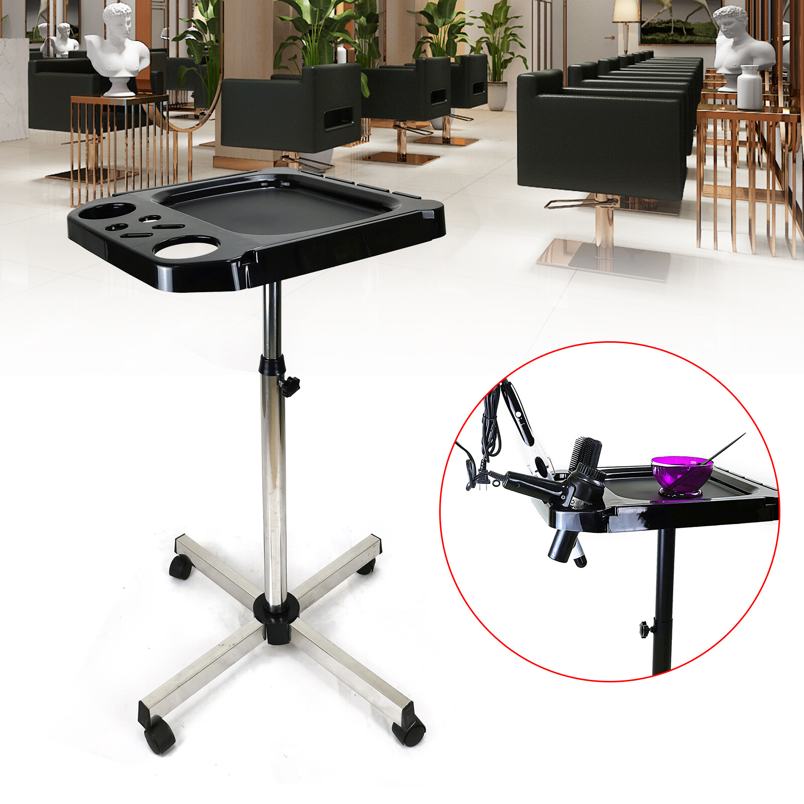 Salon Rolling Tray Cart+Wheel Hairdressing Tool Hair Stylist Storage Trolley NEW
