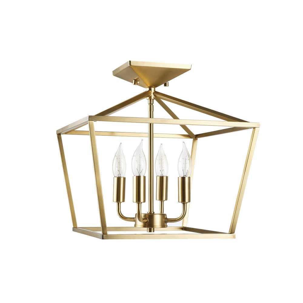 Globe Electric 91000498 Sheldon 4 Light 14"W Semi-Flush Ceiling - Brass