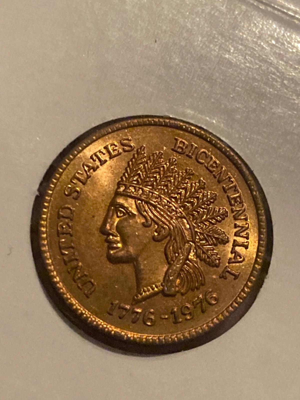 1776 -1976 Bicentennial Indian Articles of Confederation 20 MM Copper