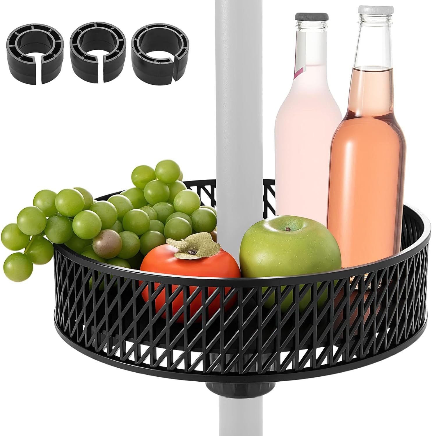 Outdoor Umbrella Table Tray, Portable round Table Tray with Umbrella Hole, Fit 1