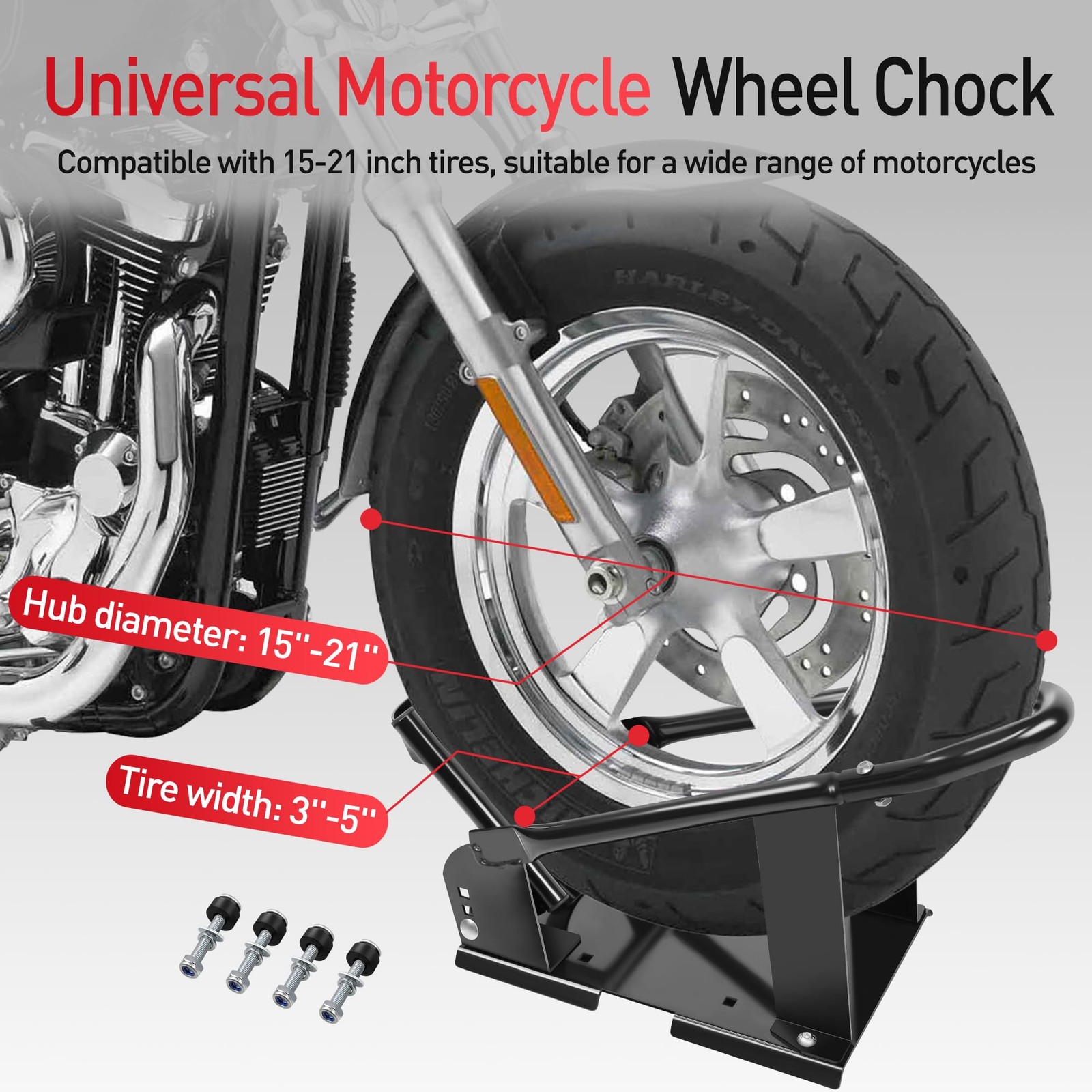 Motorcycle Tire Wheel Chock Adjustable Removable Cradle Heavy Duty Stand