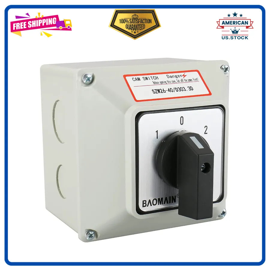 BAOMAIN 40A 3-Phase 3-Position Cam Rotary Changeover Switch SZW26-40/D303.3D